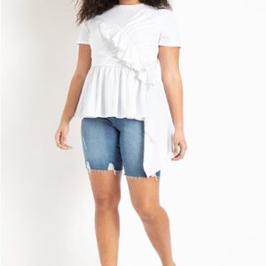 Denim distressed shorts